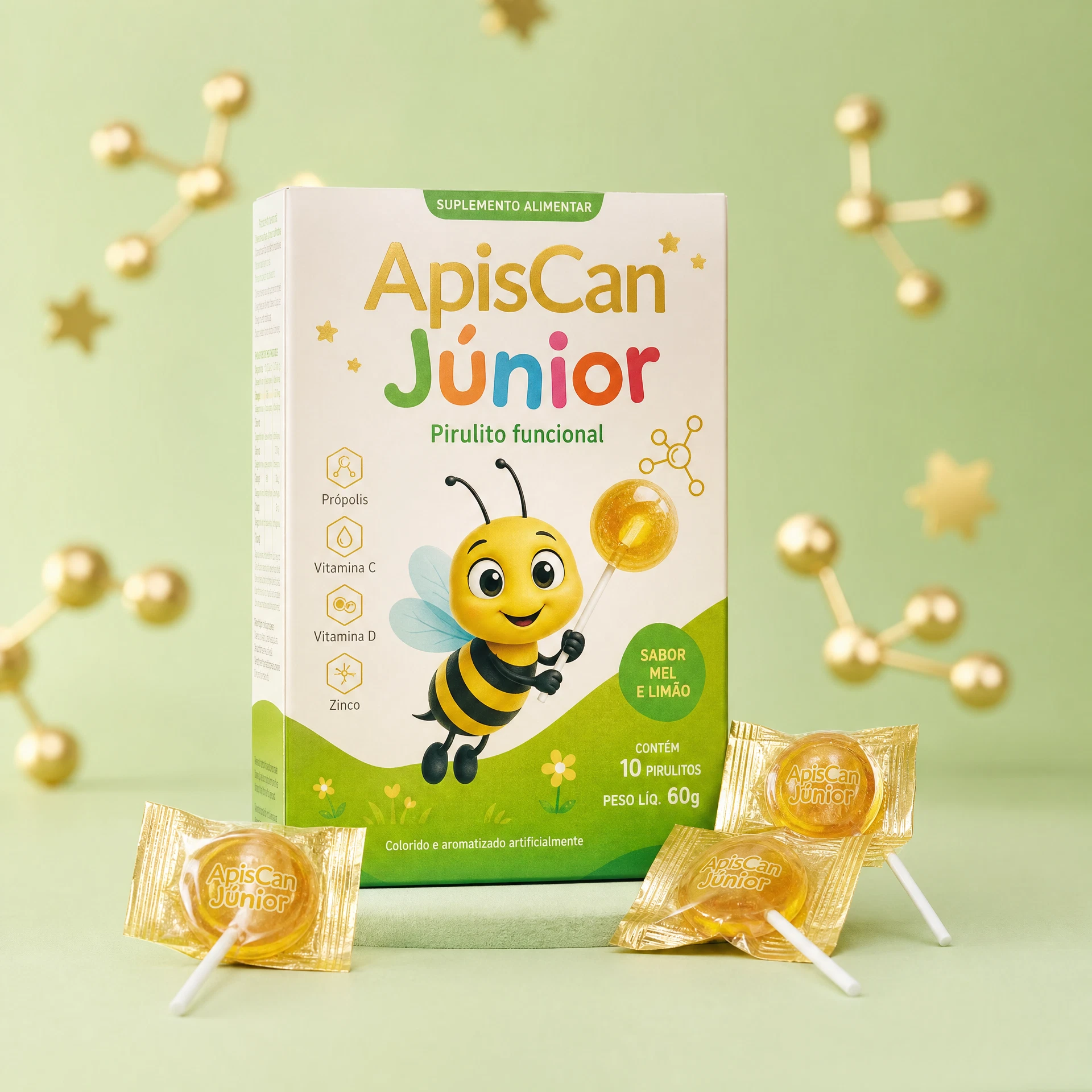 Apiscan Júnior — Pirulito Funcional Infantil com Apitoxina e CBD